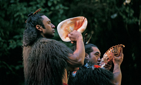 Maoris renact their traditional ceremonies during a Maori culture yacht charter in New Zealand